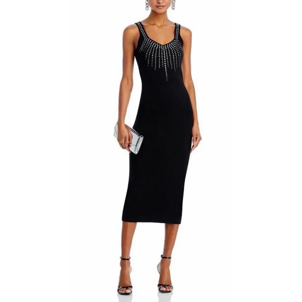 New with tags AQUA black embellished midi dress